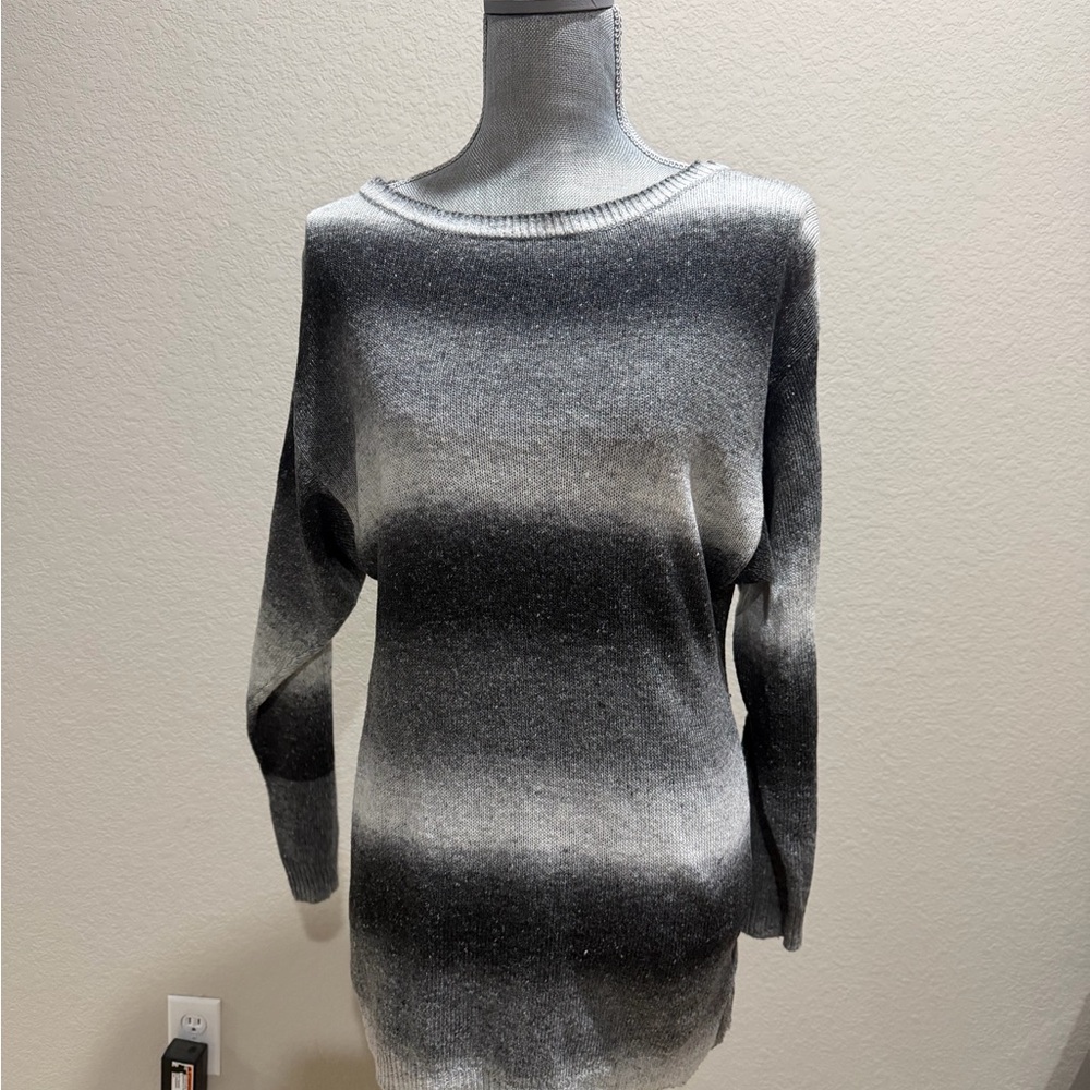 Divided Black and Gray Ombre Sweater